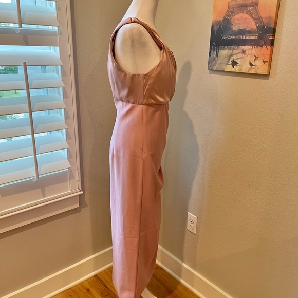 Cinq a Sept : One shoulder Satin and Crepe Dress : Pink Sand : Size 8 (US) - Picture 5 of 8